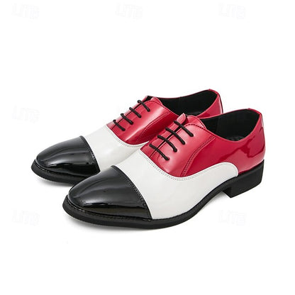 – Men's Shoes and Patent White Oxford Red Leather