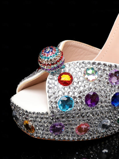 with Women's Rhinestone Platform Matching Sandals High Heel