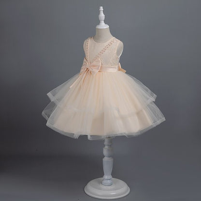 Dress Toddler Sleeveless Party Girls' Solid Color