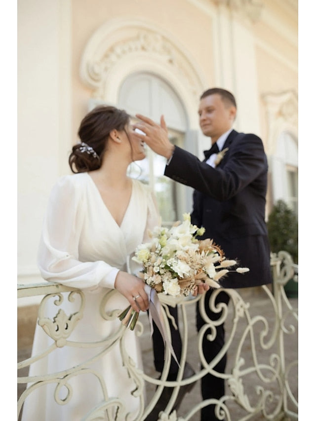 A-Line Ankle Length Little White Dress Party Dresses Bridal