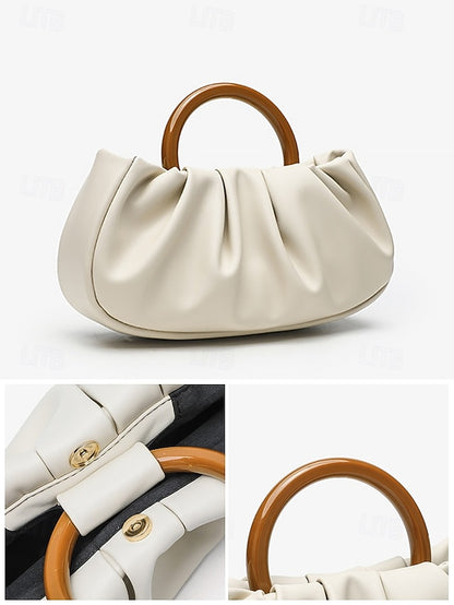 Leather Pleated with Faux Acrylic Women's Bag Tote Clutch