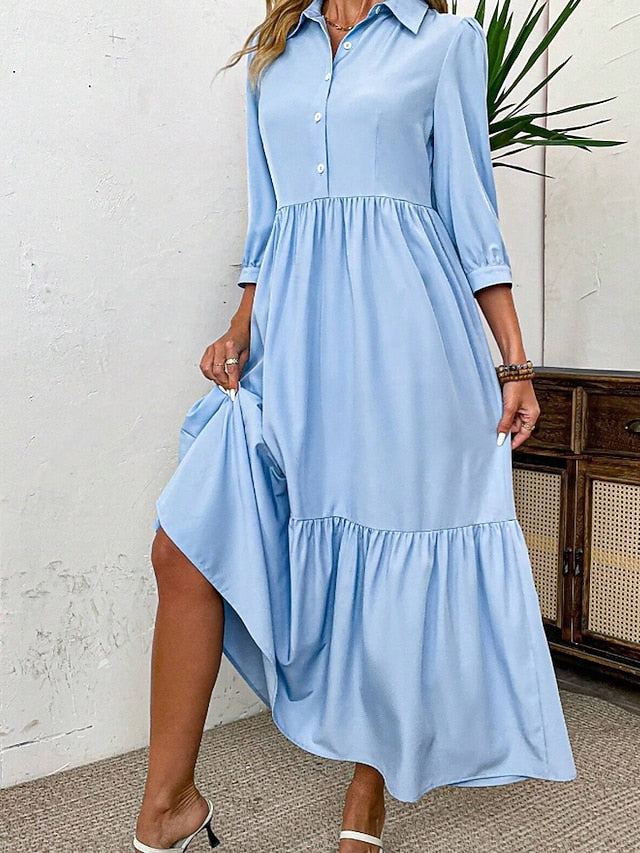 Women's Midi Dress Shirt Dress Fashion Modern Outdoor