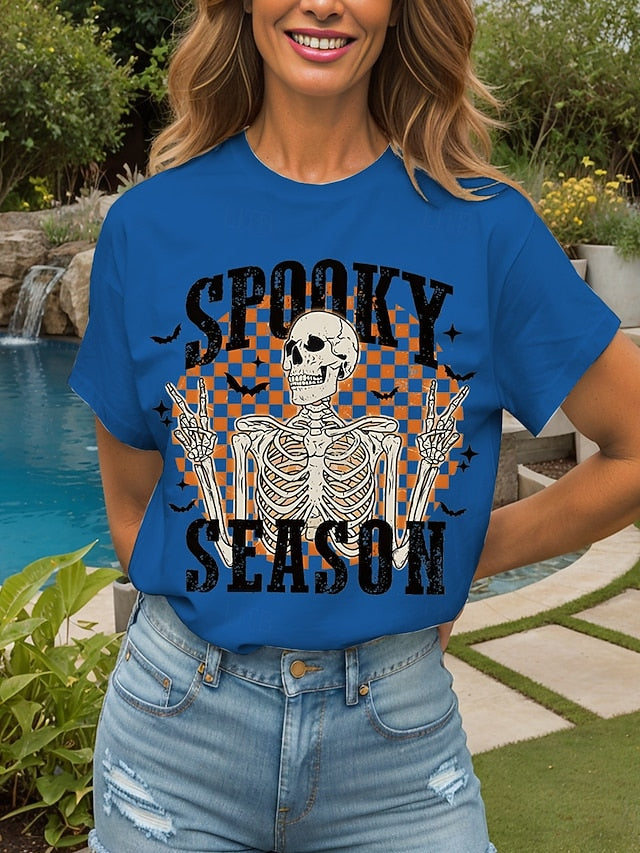 Women's T Shirt Skulls Graphic Cat Vintage Stylish Classic