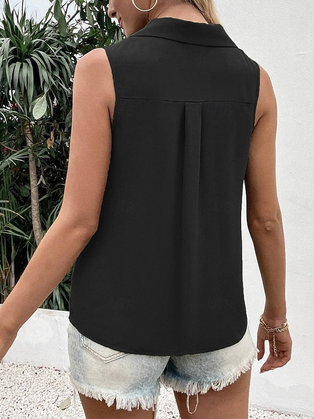 Women's Camisole Tank Top Buttons Solid Color Daily Stylish