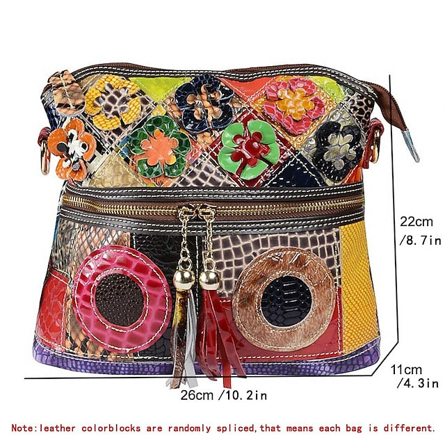 Shoulder Bohemian - Women's Bag Patchwork Leather Colorful