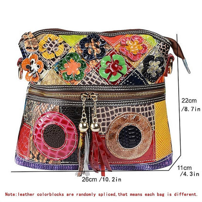 Shoulder Bohemian - Women's Bag Patchwork Leather Colorful