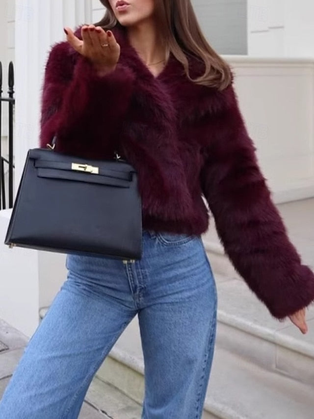 Furs Coat Women's Warm Comfortable Fur Faux Leathers