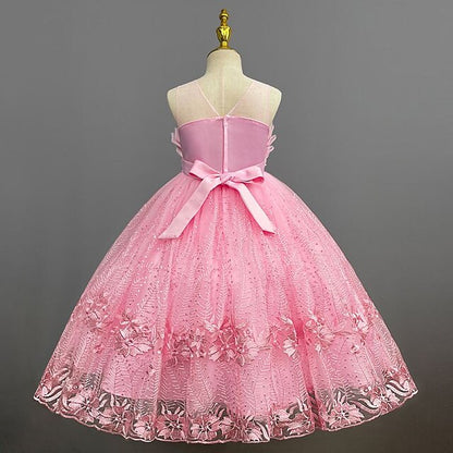 Kids Dress Flower Solid Girls' Girl Colored