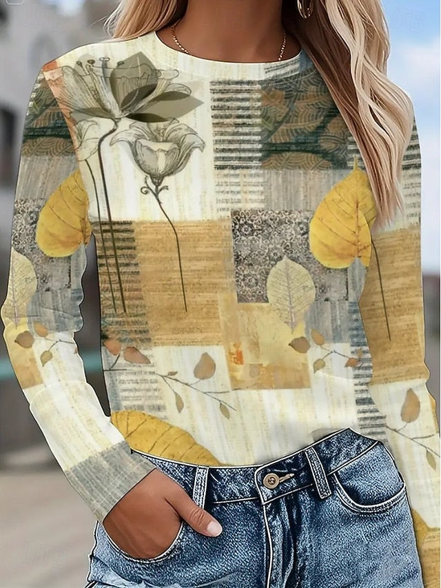 Women's T shirt Long Sleeve Crew Neck Long Sleeve Tunic