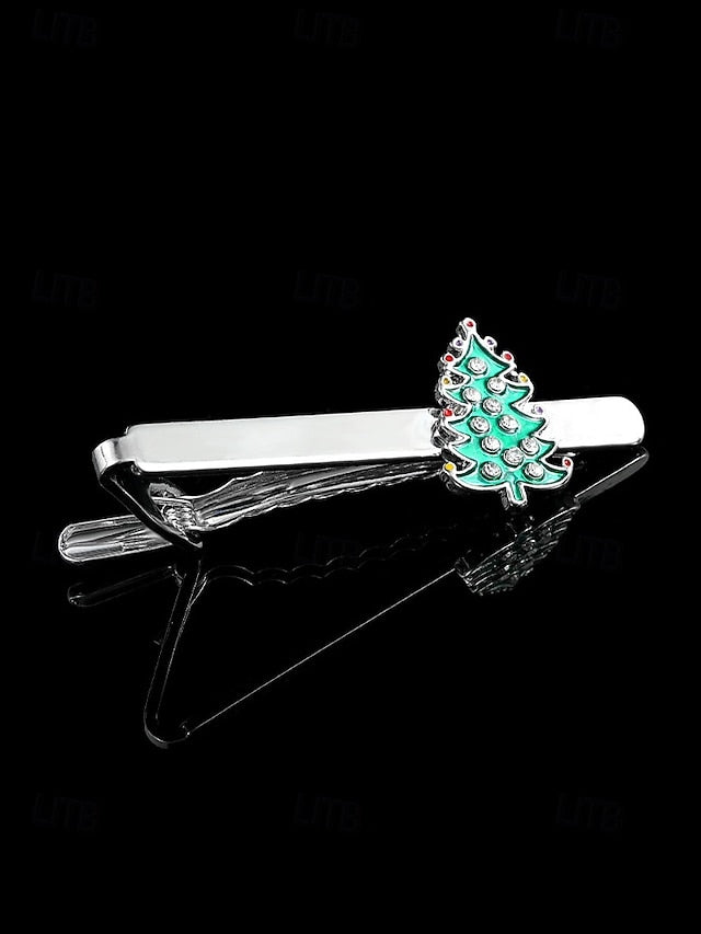and Christmas Tie - Set Clip Men's Cufflinks Tree Festive