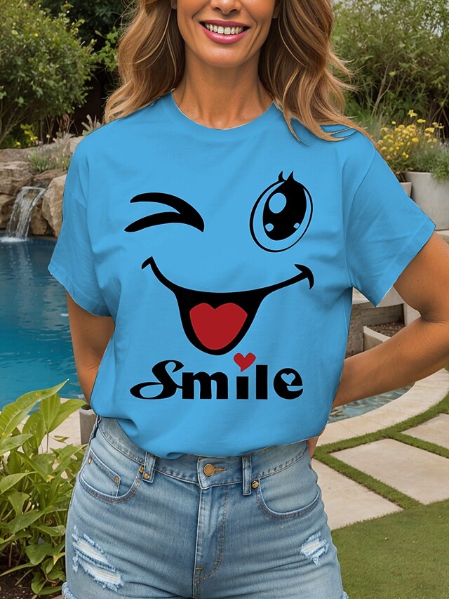 Women's T Shirt Print Heart Graphic Letter Vintage Stylish