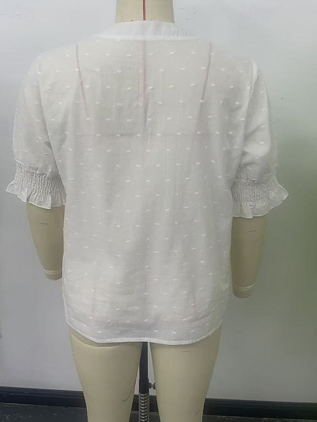 Women's Blouse Hollow Out Plain Elegant Stylish Casual Half