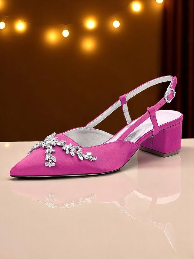 Slingback Satin Black Women's Heels