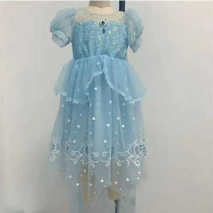 Girl Cloak Dress Cosplay Elsa Flower Frozen Princess