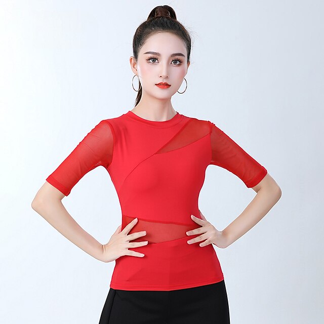 Latin Dance Activewear Top Pure Color Splicing Women's