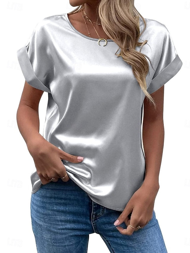 Women's T Shirt Plain Fashion Basic Modern Short Sleeve