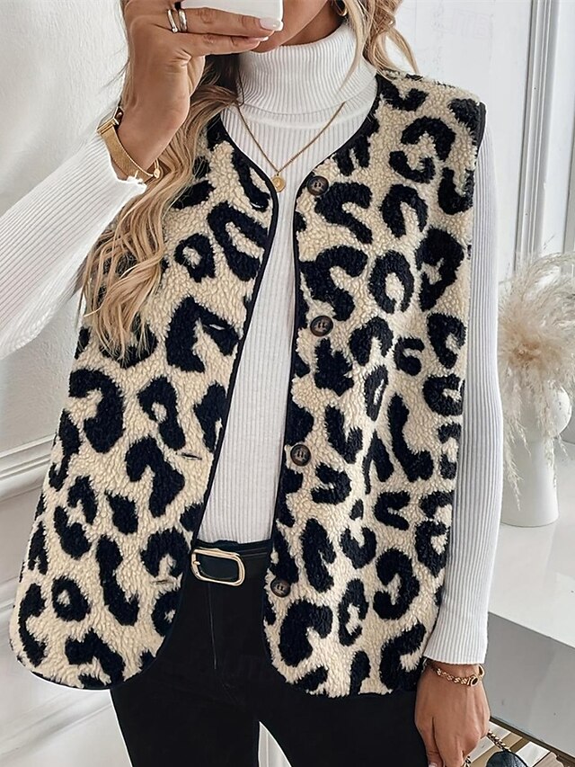 Women's Fleece Vest Vest Warm Comfortable Buttons Fleece