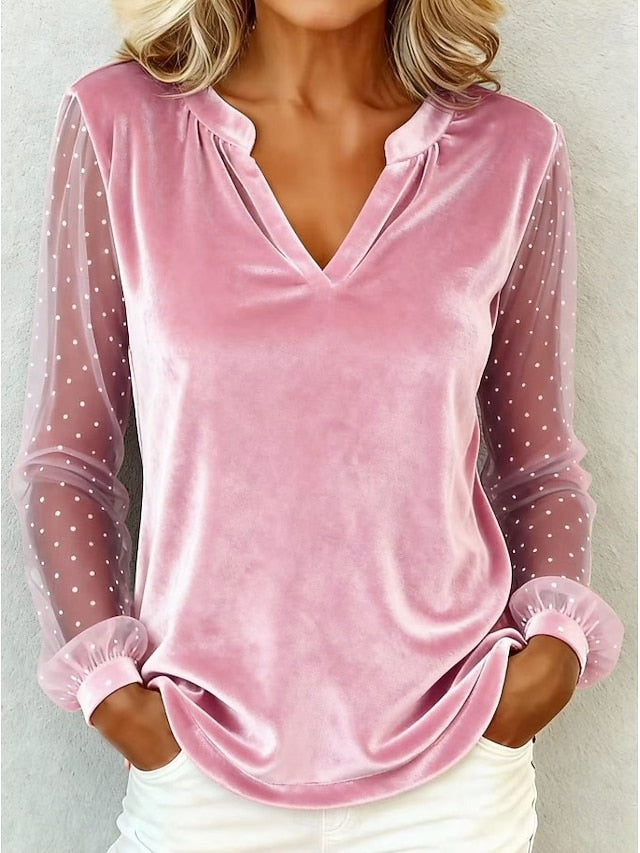 New Year Women's Velvet Polka Dot Elegant Vintage Long
