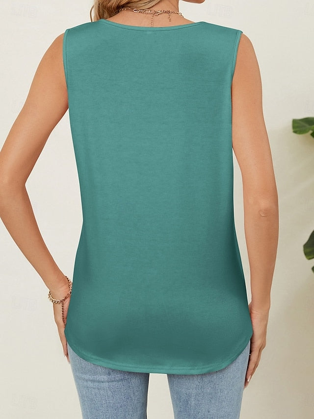 Women's Tank Top Solid Color Stylish Casual Sleeveless Crew