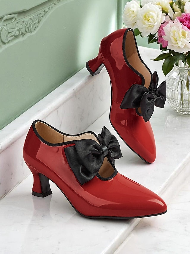 Shoes – Red Vintage 1920s Heel Women's Leather Patent Low