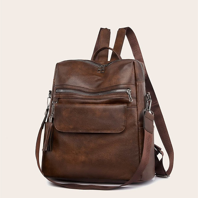 and Vintage Backpack Leather Tassel Purse with Women's Faux