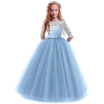 3-13 Lace Years Flower Prom Girl Dress Kids Princess