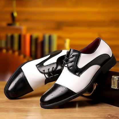 with and White Color-Blocked Shoes Men's Black