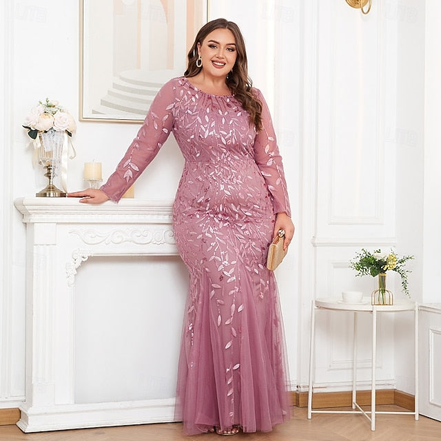 Mermaid Trumpet Floor Length Evening Gown Sparkle Plus Size