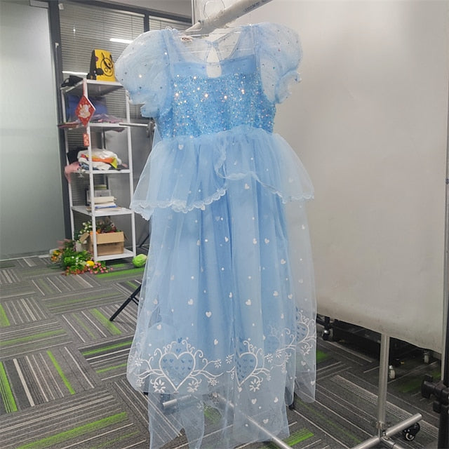 Girl Cloak Dress Cosplay Elsa Flower Frozen Princess