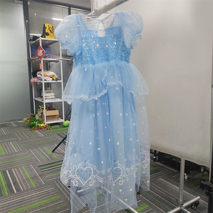 Girl Cloak Dress Cosplay Elsa Flower Frozen Princess