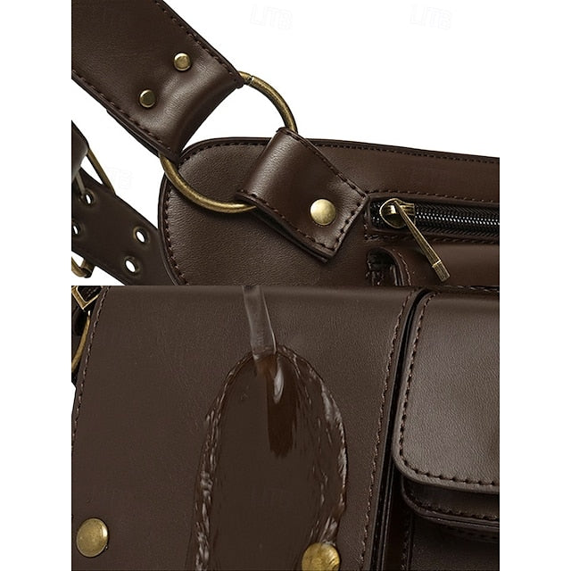 Utility Bag with Vintage Belt Women's Leather Faux