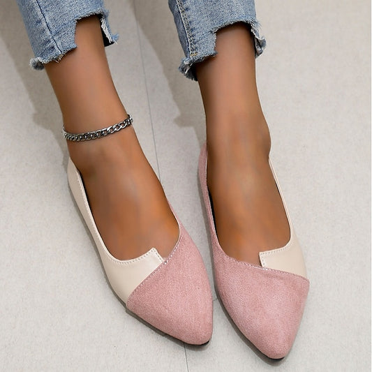 Two-Tone Pointed Toe Slip-On Flats Elegant Women's –