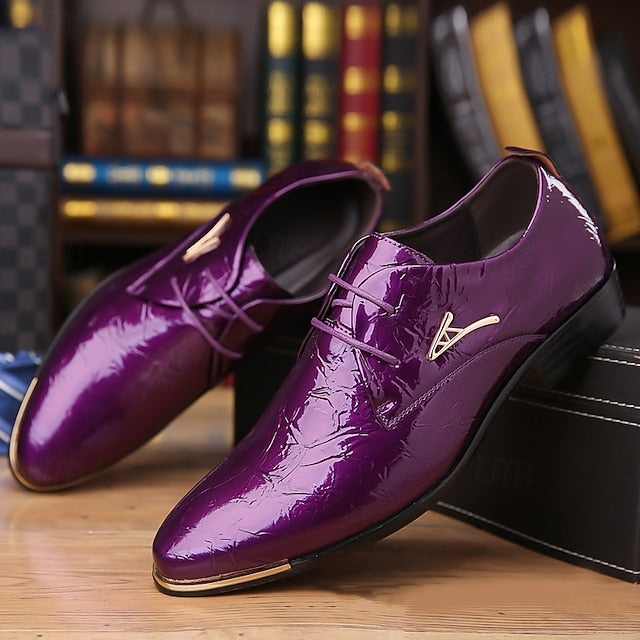 Lace-Up Purple Bold Shiny Shoes Men's – Patent