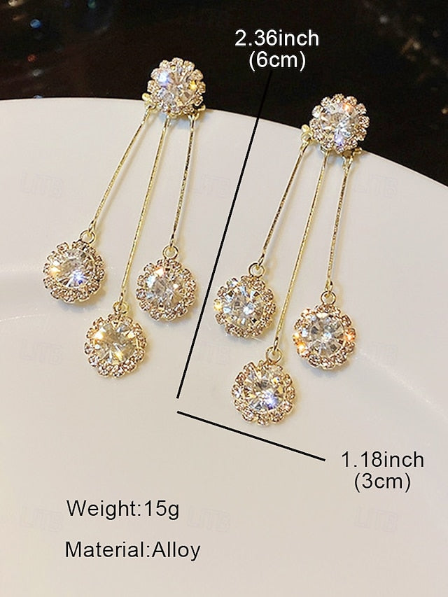 Sparkling Women for Dangle Earrings Elegant Crystal –