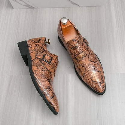 Shoes Snake Monk Strap – Classic for Men Print Brown Formal