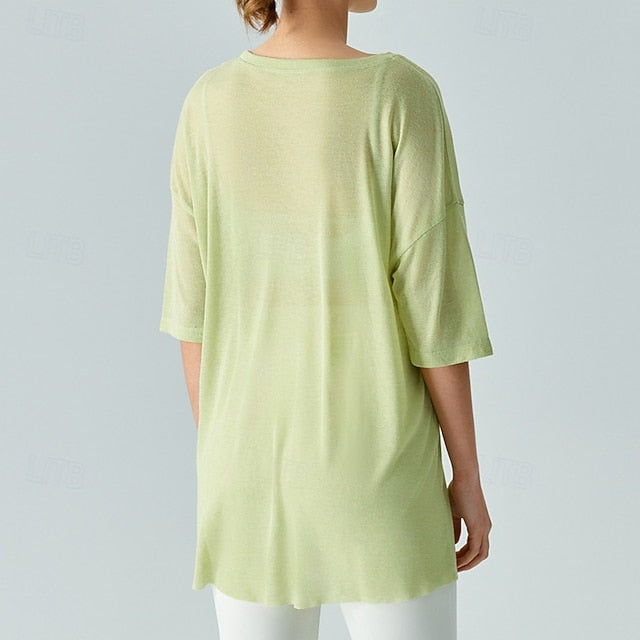 Women's Sports shirts pilates top Sports Top Crew Neckline