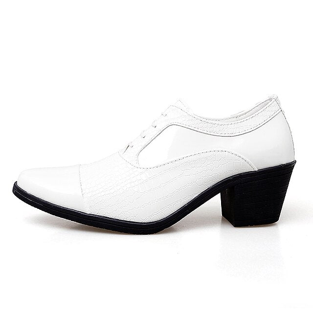 Leather Patent Faux Men's Black Crocodile Oxford Pattern