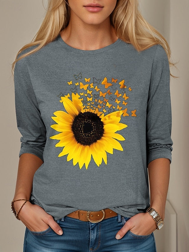 Women's T Shirt Print Floral Graphic Vintage Stylish Casual