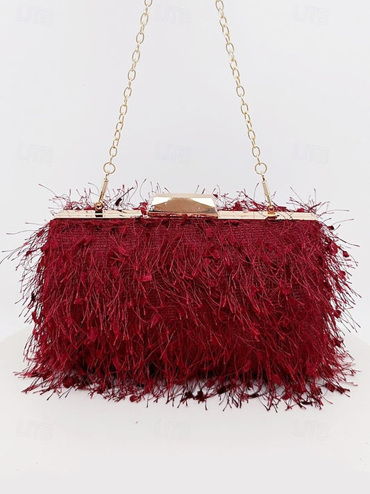 Chain with Strap Women's Feathered Chic Clutch Evening