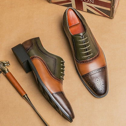 and Black Wingtip Leather Shoes Men's Brown Oxford – Faux