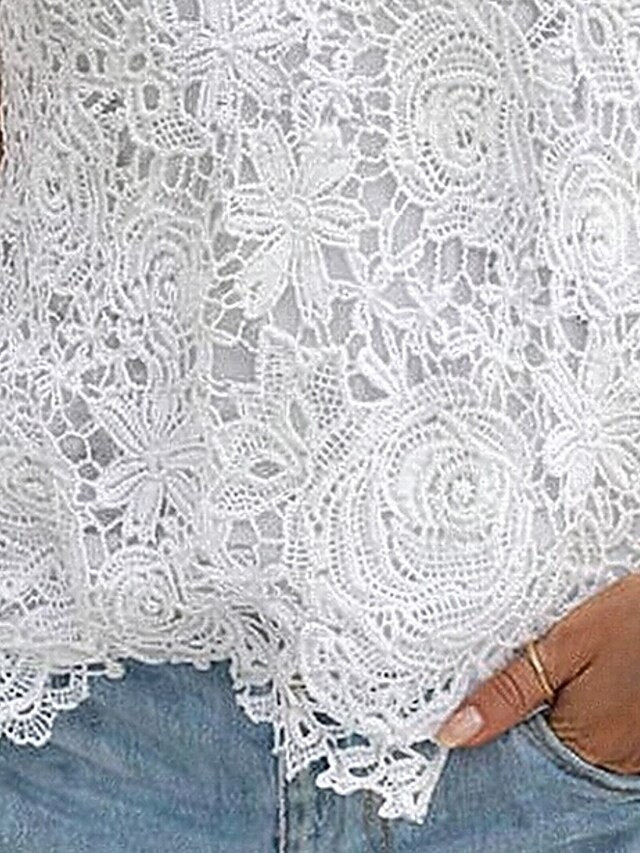 Women's Tee T Top Plain Lace T-shirt Shirt Elegant