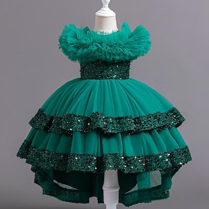 Sleeveless Flower Party Girls' Girl Sequin Kids Dress