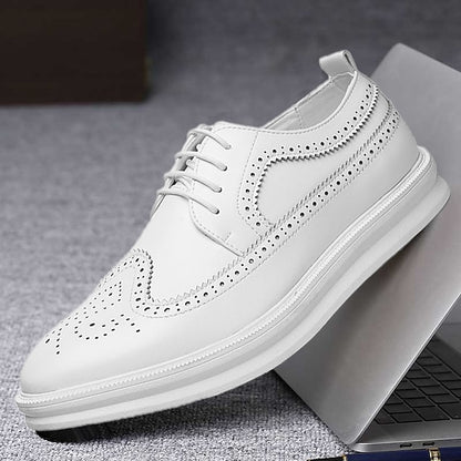 Derby Lace-Up - Brogue Leather Stylish Men's White Shoes