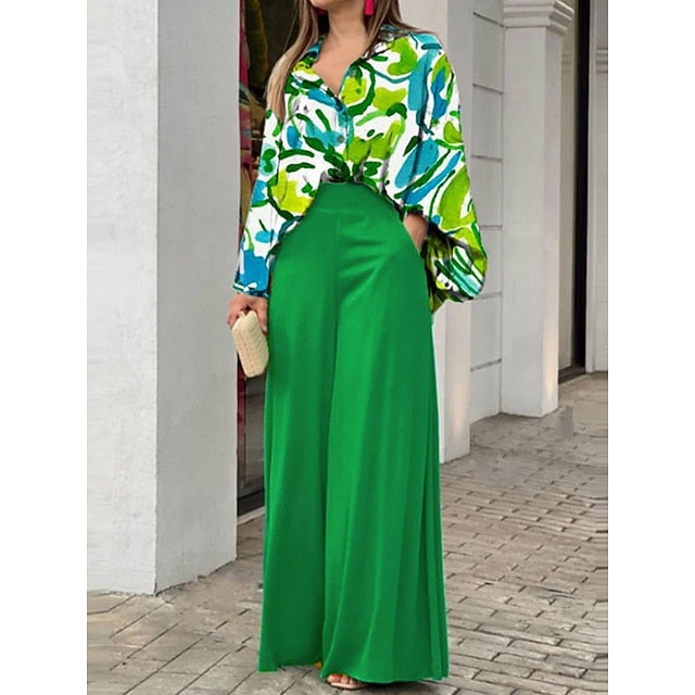Women's Pants Sets Bolero Top Long Sleeve Shirt Collar