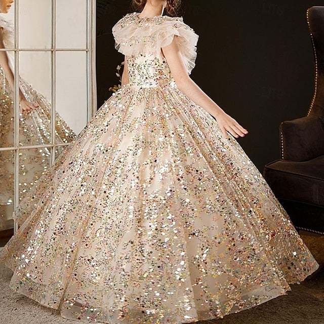 Dress Flower 3/4 Girl Color Girls' Kids Solid Party