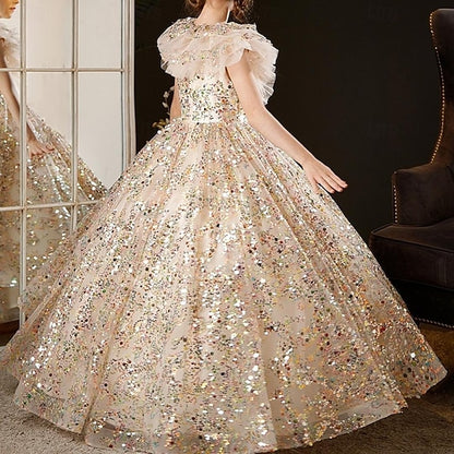 Dress Flower 3/4 Girl Color Girls' Kids Solid Party