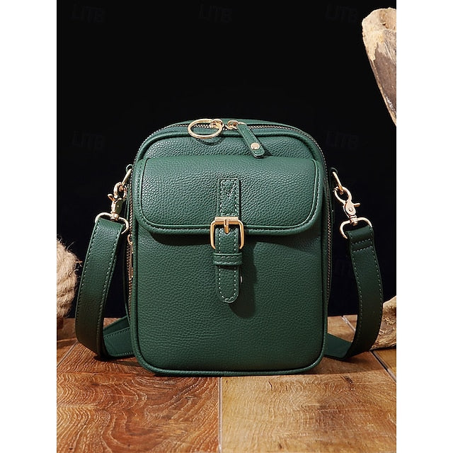 Bag Front Brown with Faux Vintage Leather Women's Crossbody