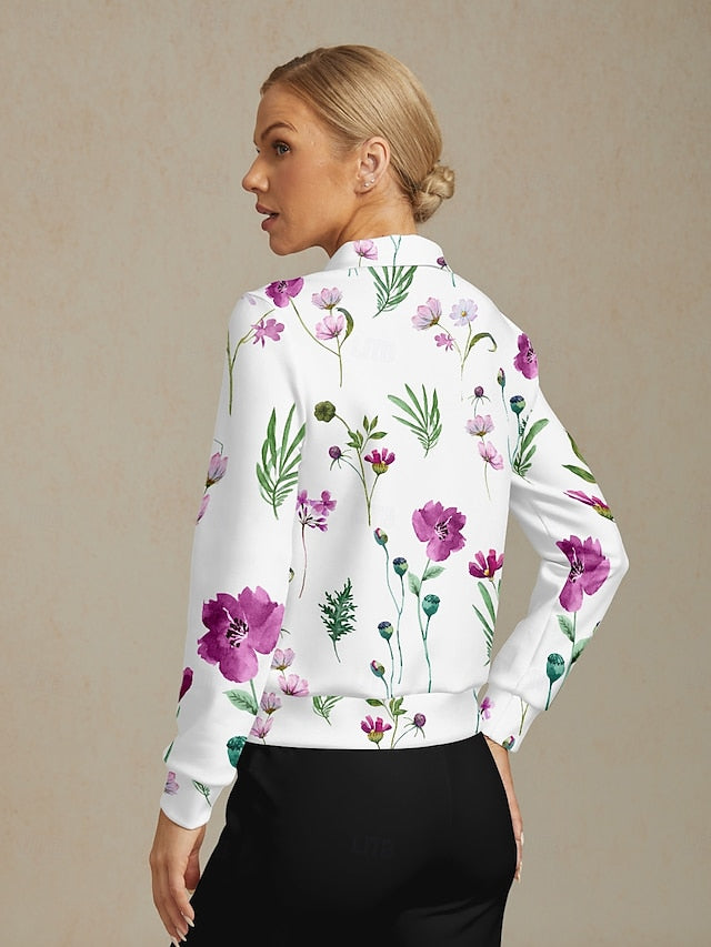 Women's Golf Pullover Sweatshirt White Long Sleeve Top
