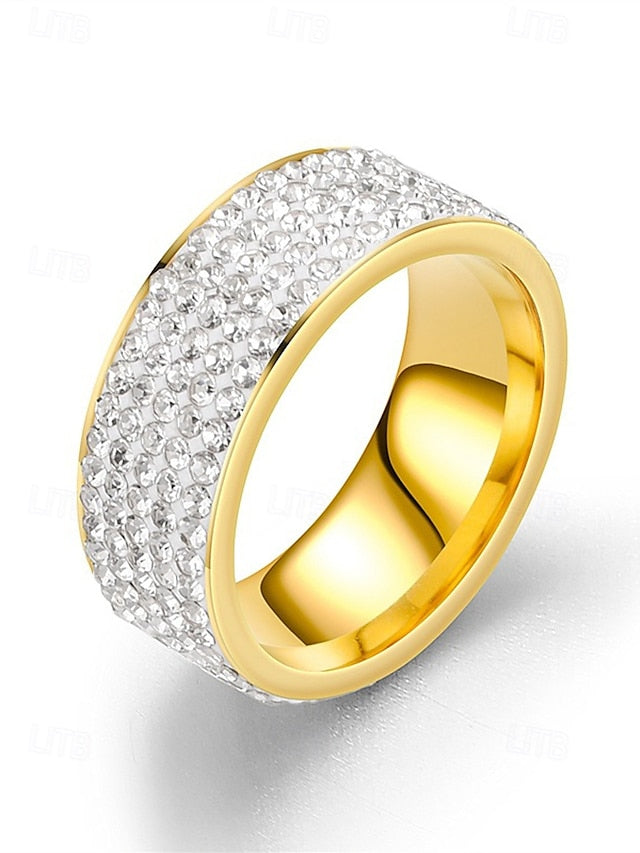Men's Rhinestone Wide with Band Rings Pave Full