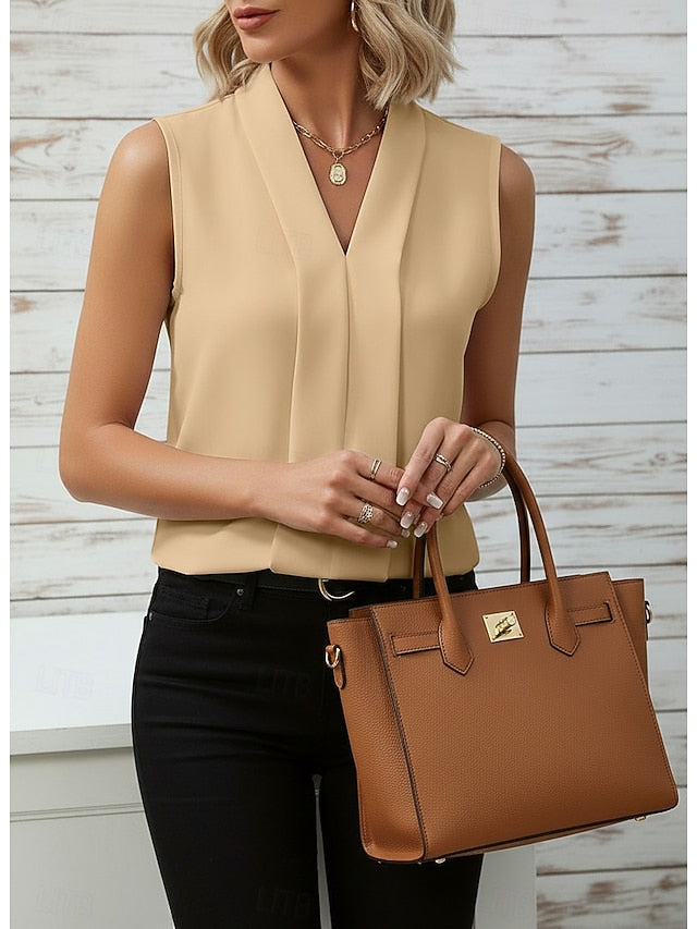 Women's Blouse Patchwork Plain Elegant Stylish Modern
